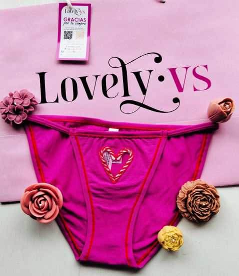 Imagen de PINK Panty String Bikini Rosa Corazón Bastones .